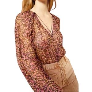 NWT Ulla Johnson Pauline Silk Blouse in Pomegranate 4